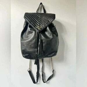 Victoria's Secret Black Semi Quilted Chain Strap Backpack